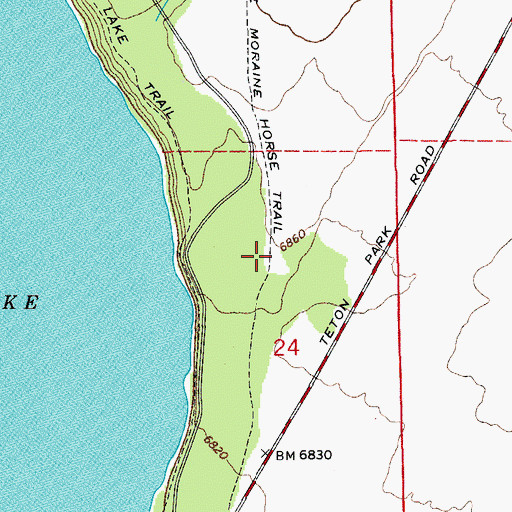 Topographic Map of Jenny Lake Moraine Horse Trail, WY