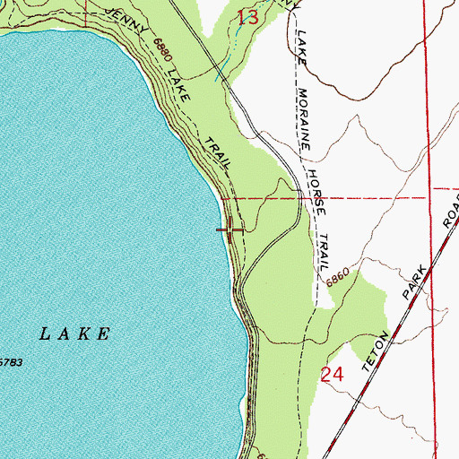 Topographic Map of Jenny Lake Trail, WY