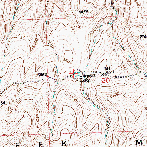 Topographic Map of Jergens Lake, WY