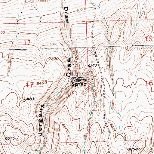 Topographic Map of Jergens Spring, WY