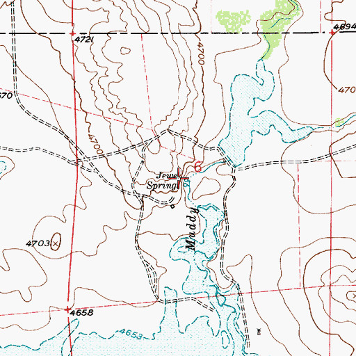 Topographic Map of Jewel Springs, WY