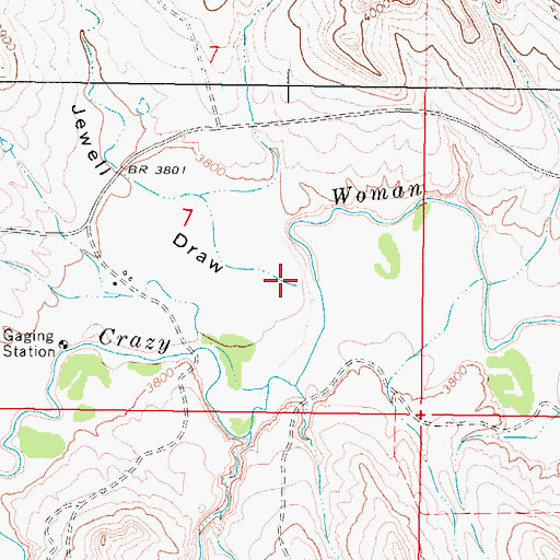 Topographic Map of Jewell Draw, WY