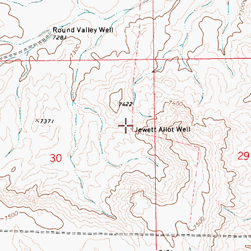 Topographic Map of Jewett Allot Well, WY