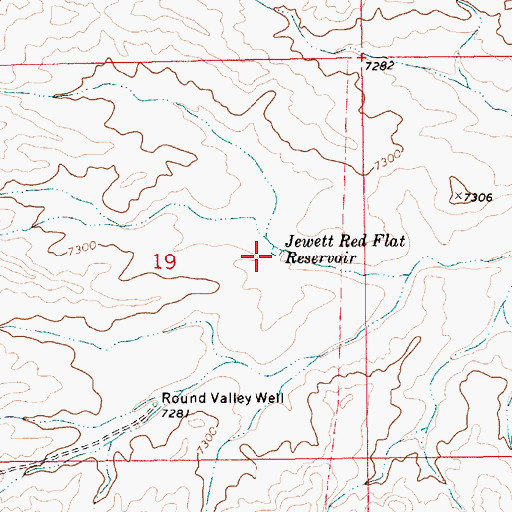 Topographic Map of Jewett Red Flat Reservoir, WY