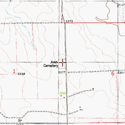 Topographic Map of Jireh Cemetery, WY