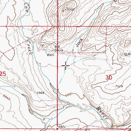 Topographic Map of Jock Draw, WY