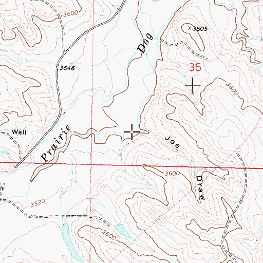 Topographic Map of Joe Draw, WY