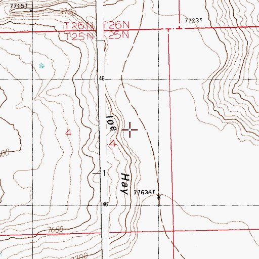Topographic Map of Joe Hay Rim, WY