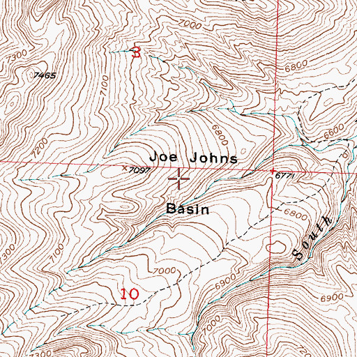 Topographic Map of Joe Johns Basin, WY