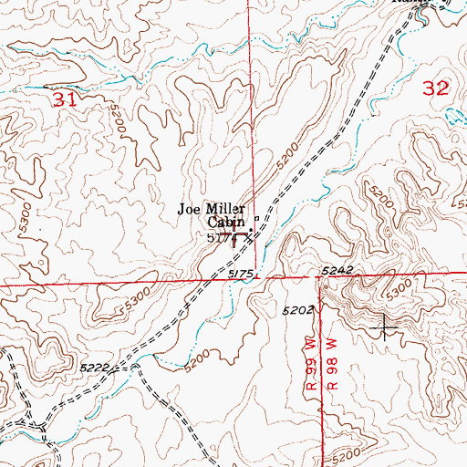 Topographic Map of Joe Miller Cabin, WY