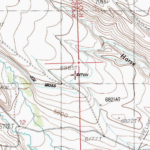 Topographic Map of Joe Moss Ditch, WY