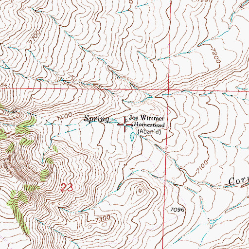 Topographic Map of Joe Wimmer Homestead, WY