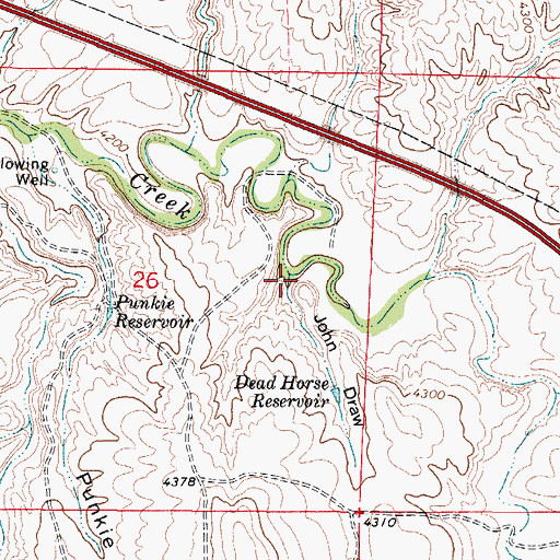 Topographic Map of John Draw, WY