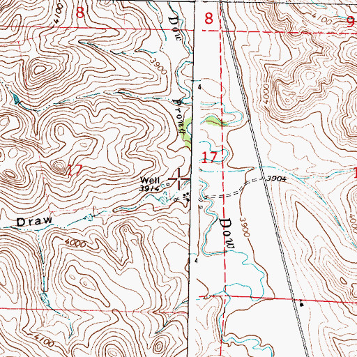 Topographic Map of John Draw, WY