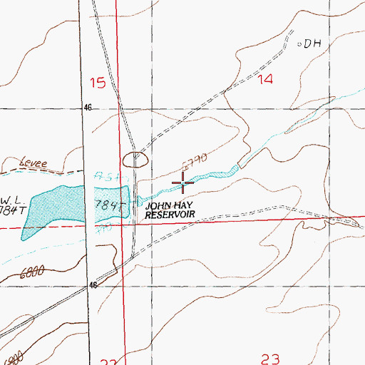Topographic Map of John Hay Reservoir, WY