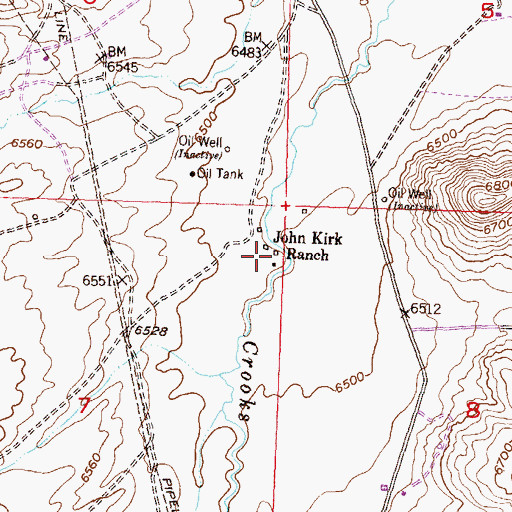 Topographic Map of John Kirk Ranch, WY