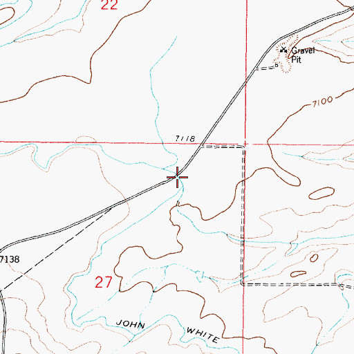 Topographic Map of John White Enlargement Ditch, WY