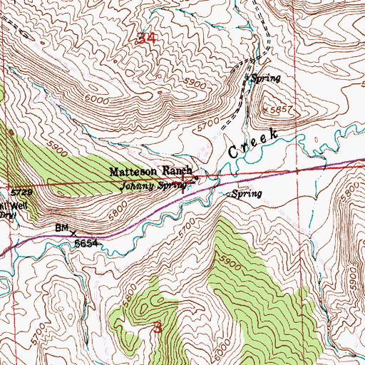 Topographic Map of Johnny Spring, WY