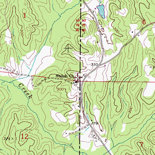 Topographic Map of Shiloh Cemetery, AL