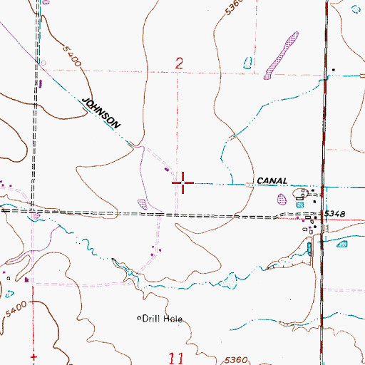Topographic Map of Johnson Canal, WY