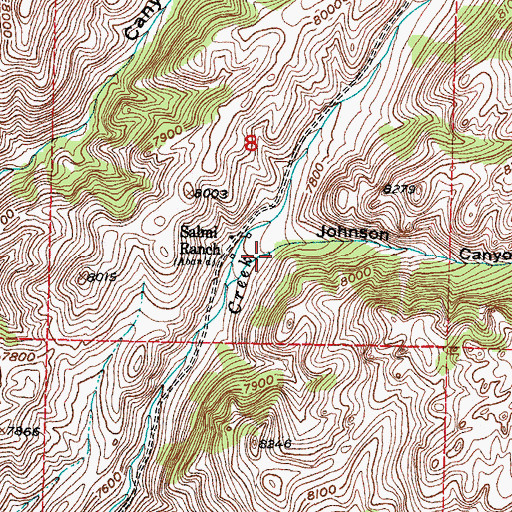 Topographic Map of Johnson Canyon, WY