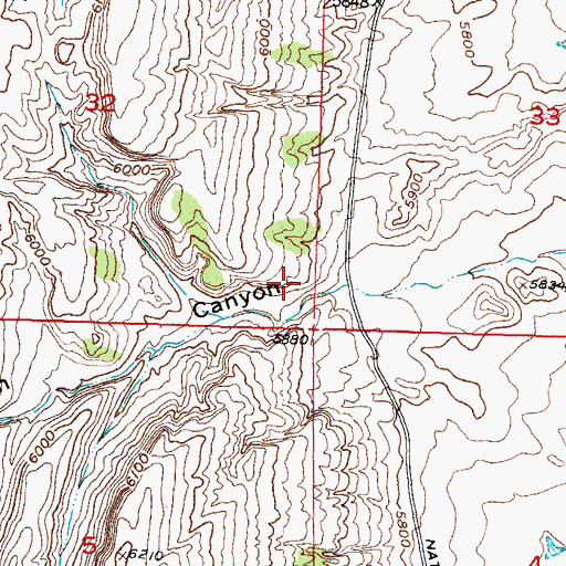 Topographic Map of Johnson Canyon, WY