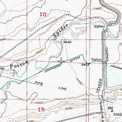 Topographic Map of Johnson Ditch, WY