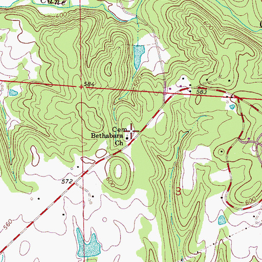 Topographic Map of Bethabara Cemetery, AL
