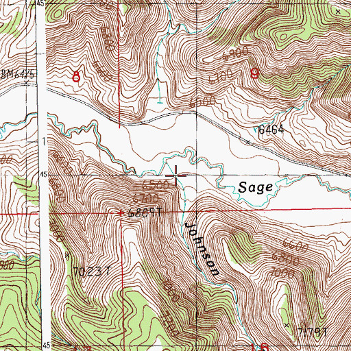 Topographic Map of Johnson Draw, WY