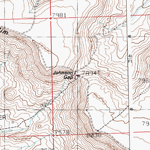 Topographic Map of Johnson Gap, WY