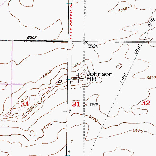 Topographic Map of Johnson Hill, WY
