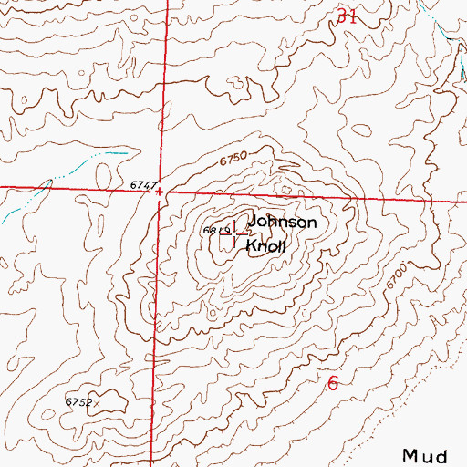 Topographic Map of Johnson Knoll, WY