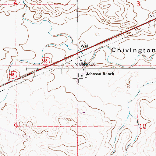Topographic Map of Johnson Ranch, WY