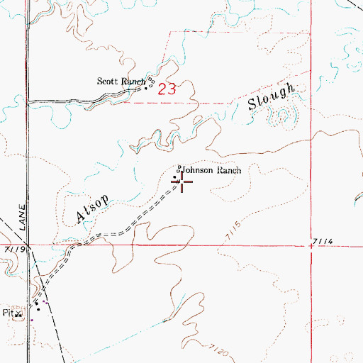 Topographic Map of Johnson Ranch, WY