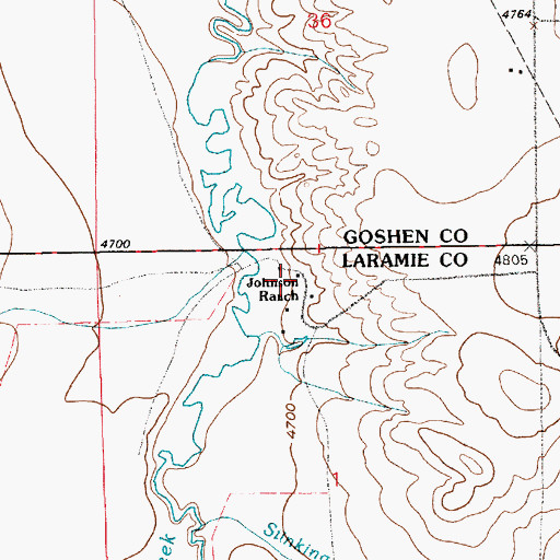 Topographic Map of Johnson Ranch, WY