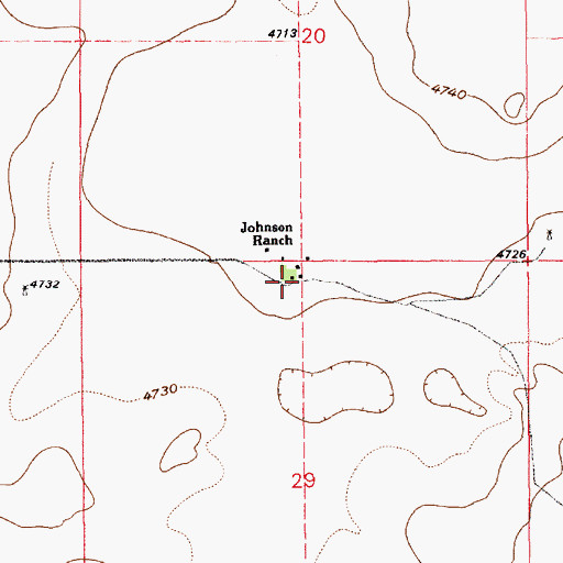 Topographic Map of Johnson Ranch, WY