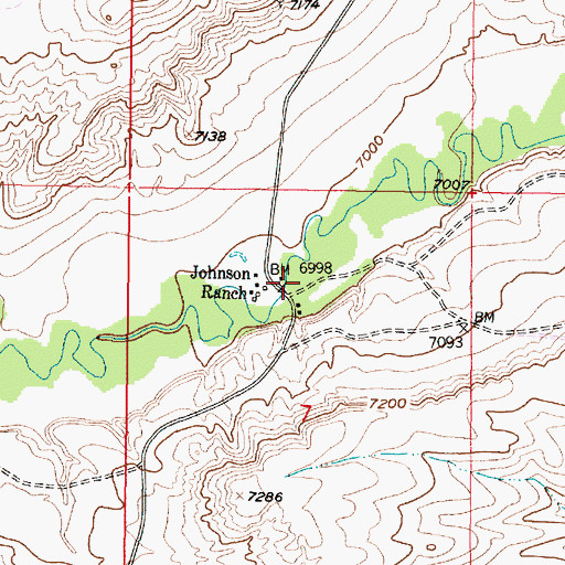 Topographic Map of Johnson Ranch, WY