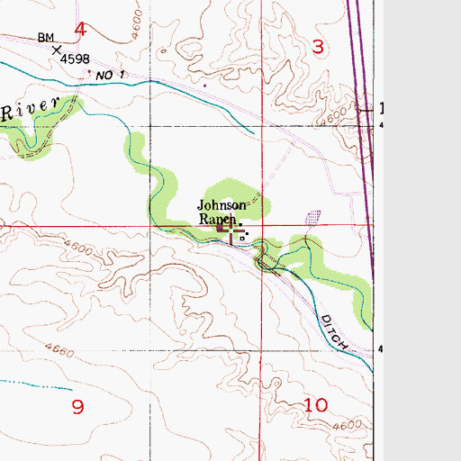 Topographic Map of Johnson Ranch, WY