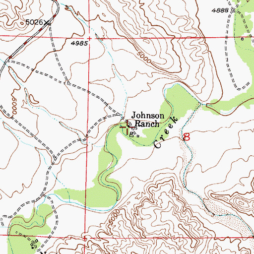 Topographic Map of Johnson Ranch, WY