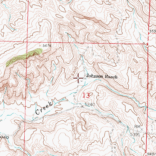 Topographic Map of Johnson Ranch, WY