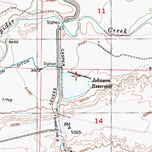 Topographic Map of Johnson Reservoir, WY