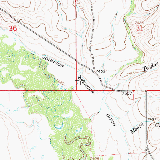 Topographic Map of Johnson Spencer Ditch, WY
