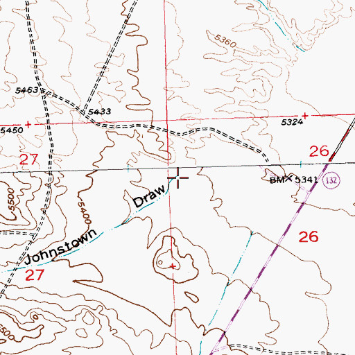 Topographic Map of Johnstown Draw, WY