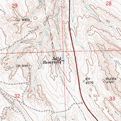 Topographic Map of Jolly Reservoir, WY