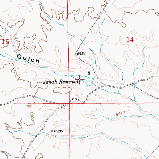 Topographic Map of Jonah Reservoir, WY