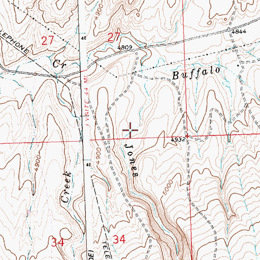 Topographic Map of Jones Creek Canyon, WY