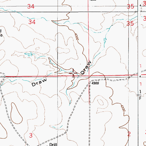 Topographic Map of Jones Draw, WY