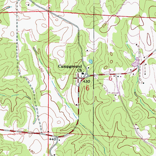 Topographic Map of Camp Ground Cemetery, AL