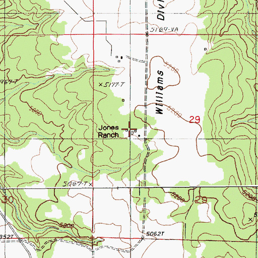 Topographic Map of Jones Ranch, WY