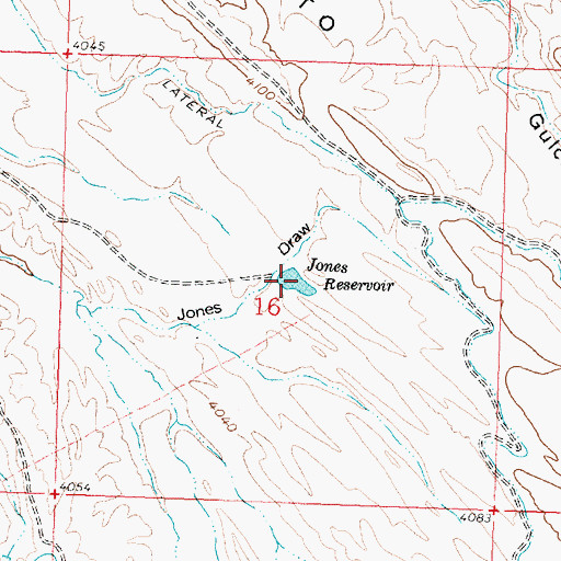 Topographic Map of Jones Reservoir, WY